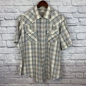Vintage Levi Strauss Pearl‎ Snap Western Shirt Multicolor Plaid Short Sleeve XL